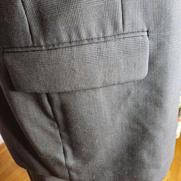 Men's Jeffery Banks 100% Wool dark preppy academia micro herringbone print suit - Picture 9 of 16